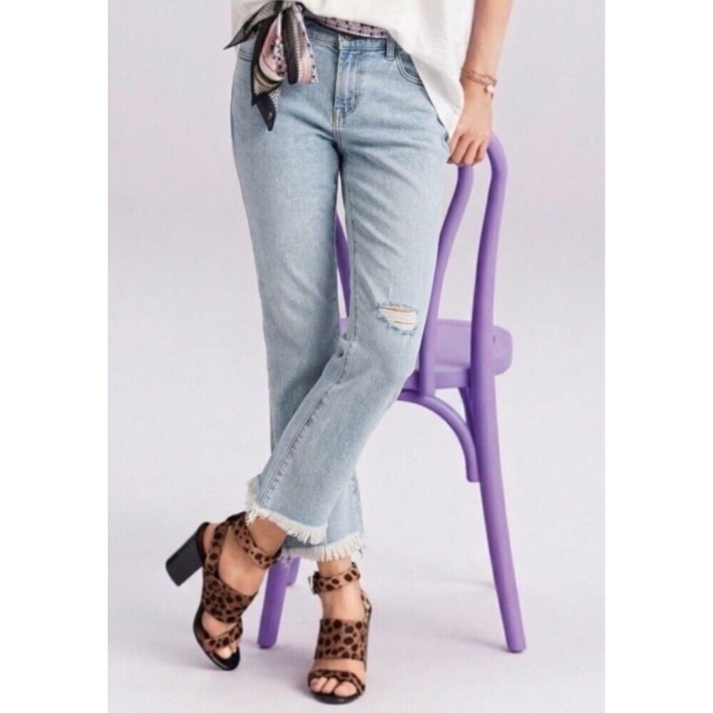 J Brand for Theory Selena Jeans 26 (29x25.5) Light Blue Cropped Fray Hem Womens